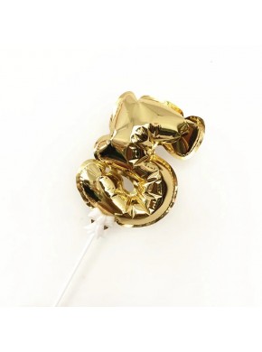 Топпер воздушный шарик «Цифра 5» золотой (16 х 11 см)