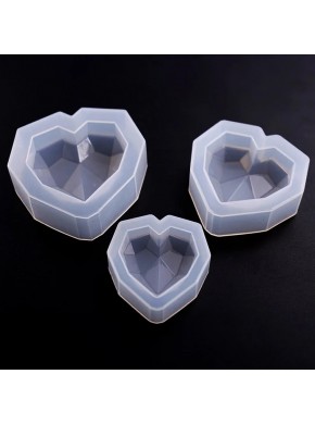 Форма 3D, силиконовая, «Сердечки с гранями», 3 шт.