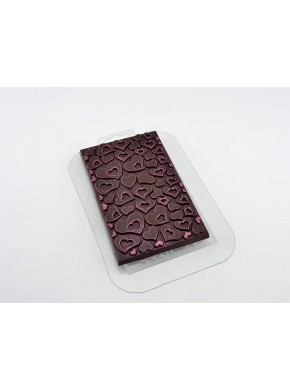 Форма пластиковая для шоколада «Плитка с сердечками»