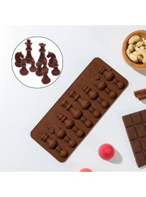Форма для льда шоколада «Шахматы», 20,6 х 8,8 см, 16 ячеек