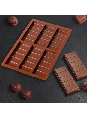 Форма силиконовая для шоколада «Плитка», 26 х 17 х 1,5 см, 6 ячеек