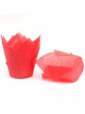 Форма бумажная "Тюльпан", d-5 см, h-8 см, красная , 1 шт.