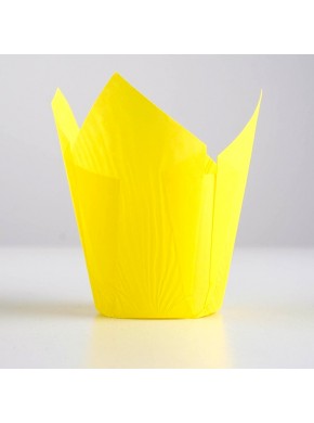 Форма бумажная "Тюльпан", d-5 см, h-8 см, жёлтая, 1 шт.