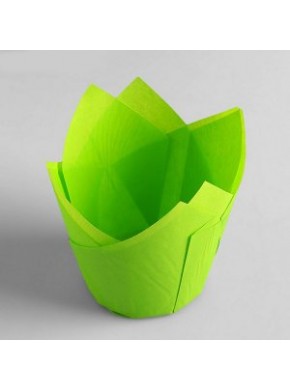 Форма бумажная "Тюльпан", d-5 см, h-8 см, зеленая, 1 шт.