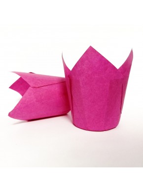 Форма бумажная "Тюльпан", d-5 см, h-8 см, розовая, 1 шт.