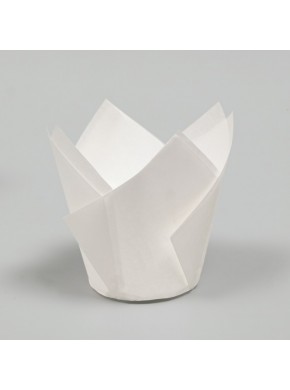 Форма бумажная "Тюльпан", d-5 см, h-8 см, белая, 1 шт.