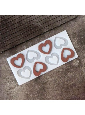 Силиконовый мат для отливки шоколада «Сердца», 24,5 х 11,2 см