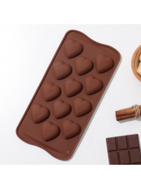 Форма для льда и шоколада «Сердечки», 21 х 10,5 х 1,5 см, 12 ячеек