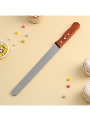 Нож для бисквита крупные зубцы, деревянная ручка, лезвие 25 см, 