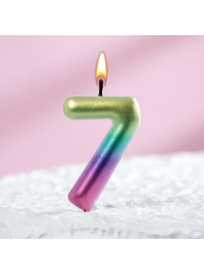 Свеча для торта цифра "7", "Акварель", 6 см