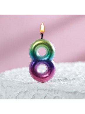 Свеча для торта цифра "8", "Акварель", 6 см