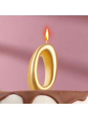 Свеча для торта цифра  "0", "Овал" золотая, 5,5 х 3,5 см 
