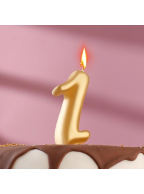 Свеча для торта цифра  "1", "Овал" золотая, 5,5 х 2,5 см 