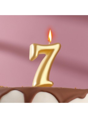 Свеча для торта цифра  "7", "Овал" золотая, 5,5 х 4 см 