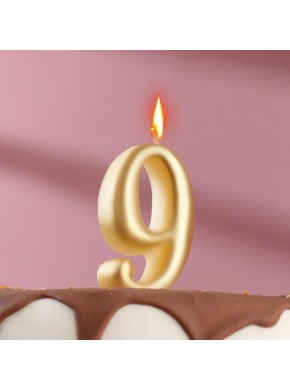 Свеча для торта цифра  "9", "Овал" золотая, 5,5 х 3 см 