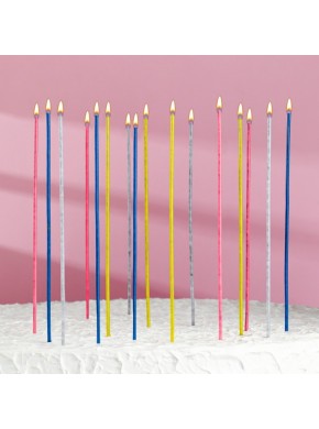 Свечи для торта "Феерия", 16 шт, коктейльные с искрами, 18 см