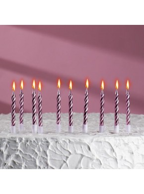 Свечи для торта "Спираль", 10 шт, 7 см, розовый металлик