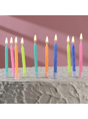 Свечи для торта "Неон", 10 шт, разноцветные, 5,5 см 