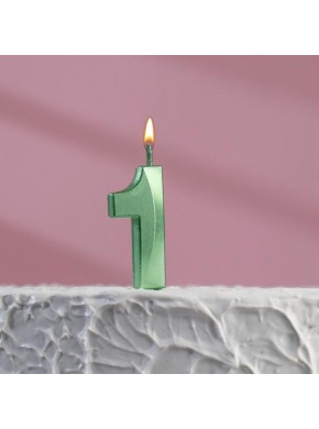 Свеча для торта цифра "1", «Грань», 5 х 2,3 см, изумруд