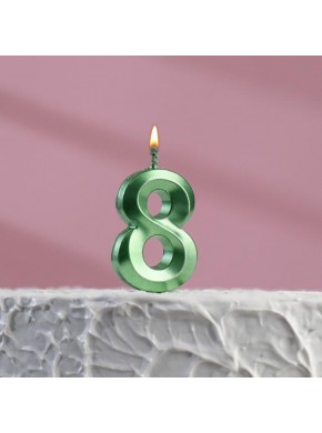 Свеча для торта цифра "8", «Грань», 5 х 3,5 см, изумруд
