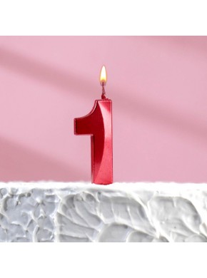 Свеча для торта цифра "1", «Грань», 5 х 3,5 см, красная