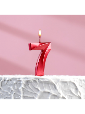 Свеча для торта цифра "7", «Грань», 5 х 3,5 см, красная