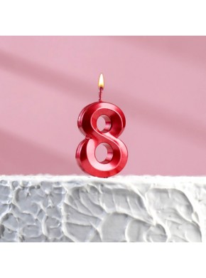 Свеча для торта цифра "8", «Грань», 5 х 3,5 см, красная