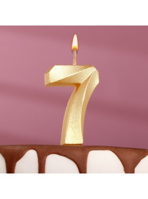 Свеча для торта цифра "7", «Грань», 7,8 см, золотой металлик