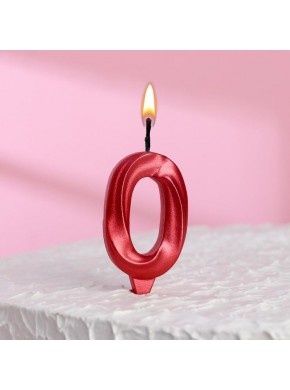 Свеча для торта цифра "0", «Грань», 7,8 см, красная