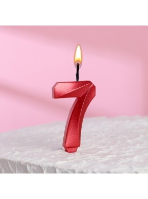Свеча для торта цифра "7", «Грань», 7,8 см, красная