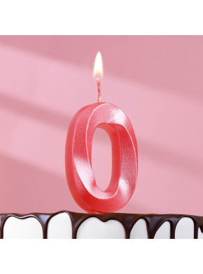 Свеча для торта цифра "0", «Грань», 7,8 см, розовый металлик