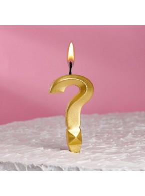 Свеча для торта цифра, «Грань», знак вопроса, 7,5 см, золото
