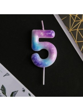 Свеча для торта цифра "5", Единорог, 5,5 х 3,5 см