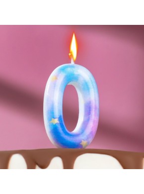 Свеча для торта цифра "0", "Звездопад", 5,5 см
