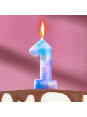 Свеча для торта цифра "1", "Звездопад", 5,5 см
