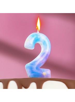 Свеча для торта цифра "2", "Звездопад", 5,5 см