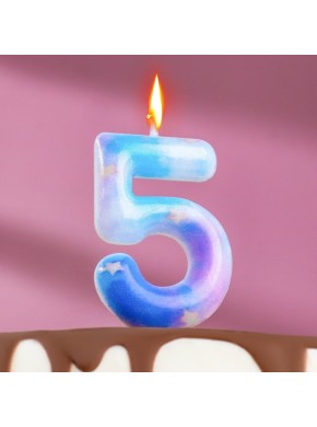 Свеча для торта цифра "5", "Звездопад", 5,5 см