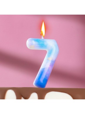 Свеча для торта цифра "7", "Звездопад", 5,5 см