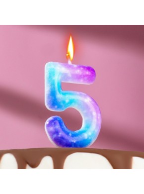 Свеча для торта цифра "5", "Галактика", 5,5 см