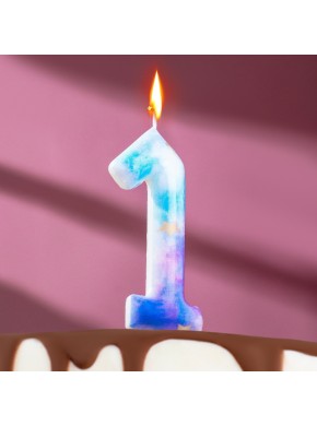 Свеча для торта цифра "1", "Звездопад", ГИГАНТ, 9 см