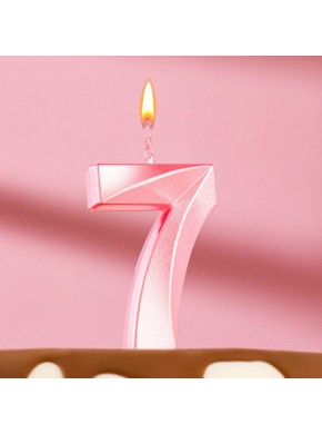 Свеча для торта цифра "7", «Грань», 5 х 3,5 см, розовая