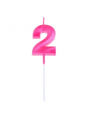 Свеча для торта цифра "2", «Грань», 5 х 3,5 см, розовая