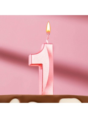 Свеча для торта цифра "1", «Грань», 5 х 2,3 см, розовая