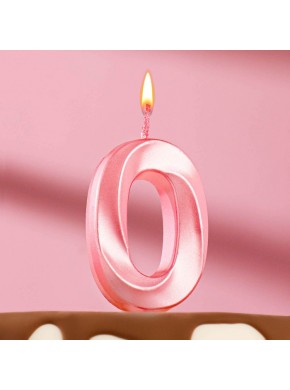 Свеча для торта цифра "0", «Грань», 5 х 3,5 см, розовая