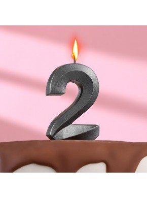 Свеча для торта цифра "2", «Грань», 7,8 см, мокрый асфальт