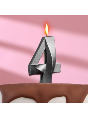 Свеча для торта цифра "4", «Грань», 7,8 см, мокрый асфальт
