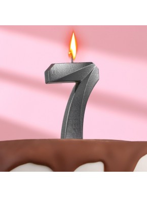 Свеча для торта цифра "7", «Грань», 7,8 см, мокрый асфальт
