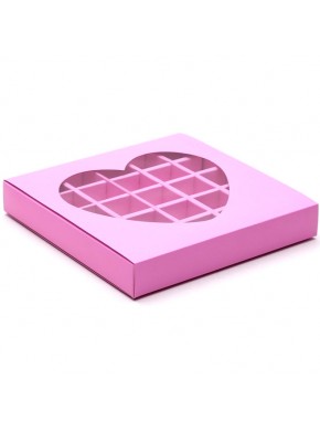 Коробка для конфет, 25 шт, с ячейками "Сердце", сиреневая, 22 х 22 х 3,5 см