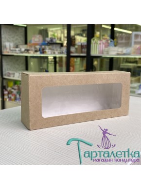 Коробка для кондитерских изделий, с окном крафт, 17 х 7 х 4 см