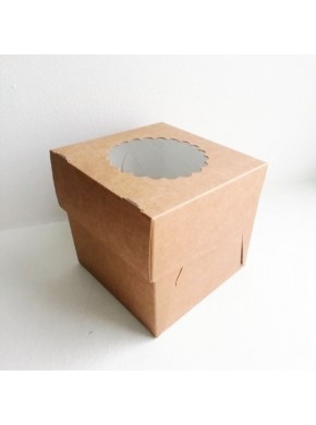Упаковка для Маффинов с окном ECO MUF 1, 10x10x10 см, (белый/крафт), 1 шт.